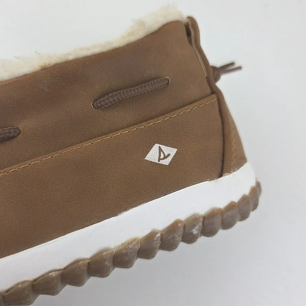 Sperry Moc-Sider Youth Big Kids Faux Leather Lined Boots Tan Soft Faux Fur Sz 6M